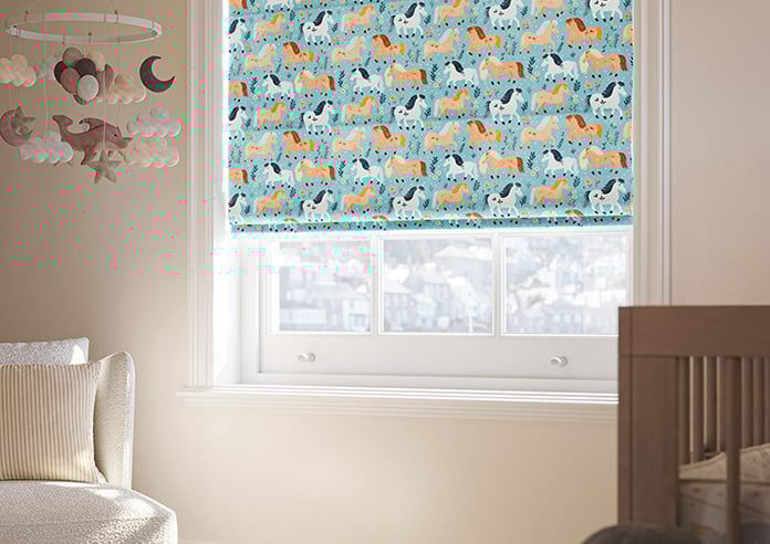 Pony Pals, Turquoise - Motorised Roman Blind - Image 5